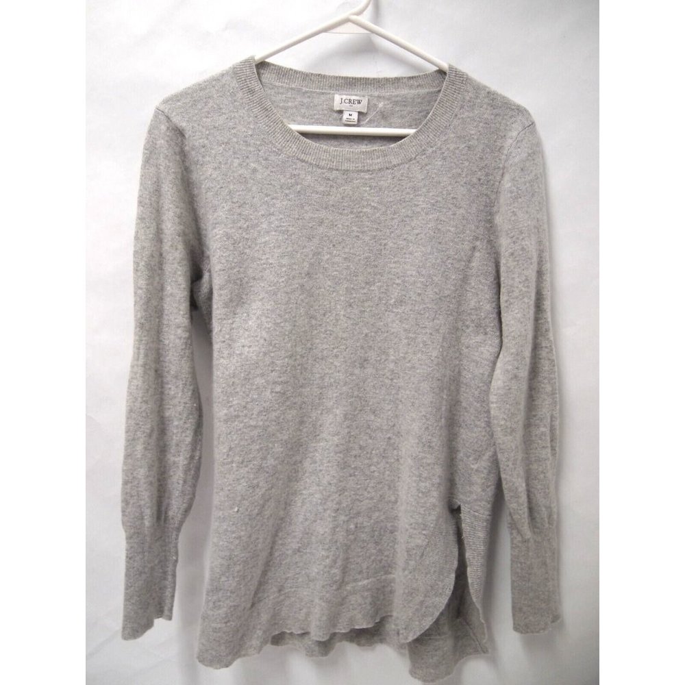J. Crew Womens Sweater M Grey Tulip Hem Cotton/Wool Grey Pullover Crewneck